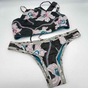 New Tavik Black & Pink Floral Bikini - Size S